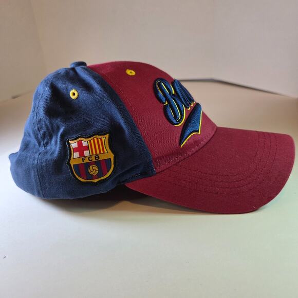 FC Barcelona Barça Adjustable Hat Rhinox Official Product Maroon Navy FCB Crest - Picture 5 of 9